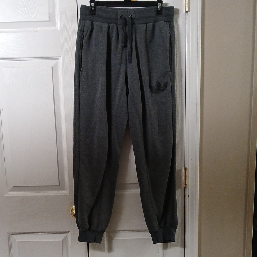 Adidas Dark Gray Joggers sweatpants Sz M EUC